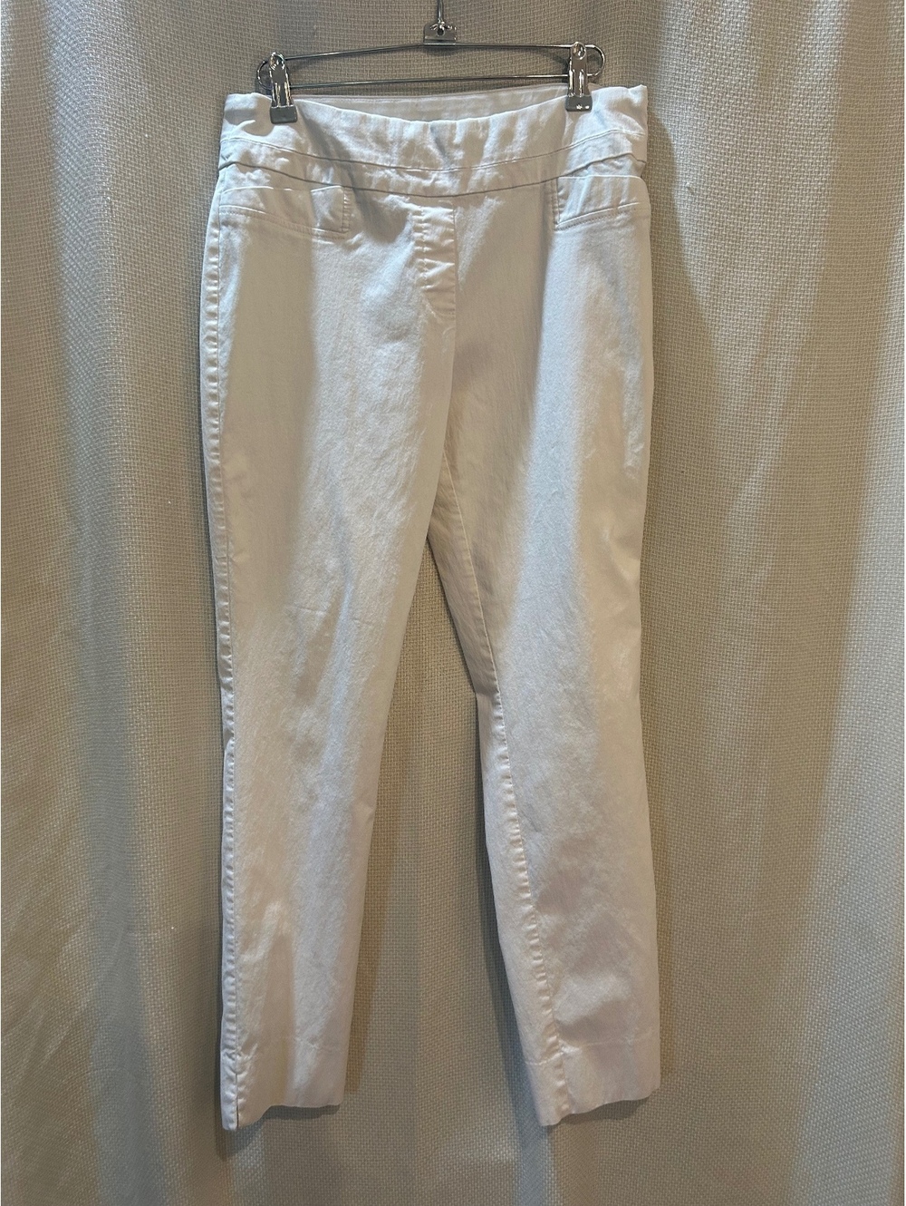Renuar Women's White Cotton Blend Slim Fit Pants Size 10